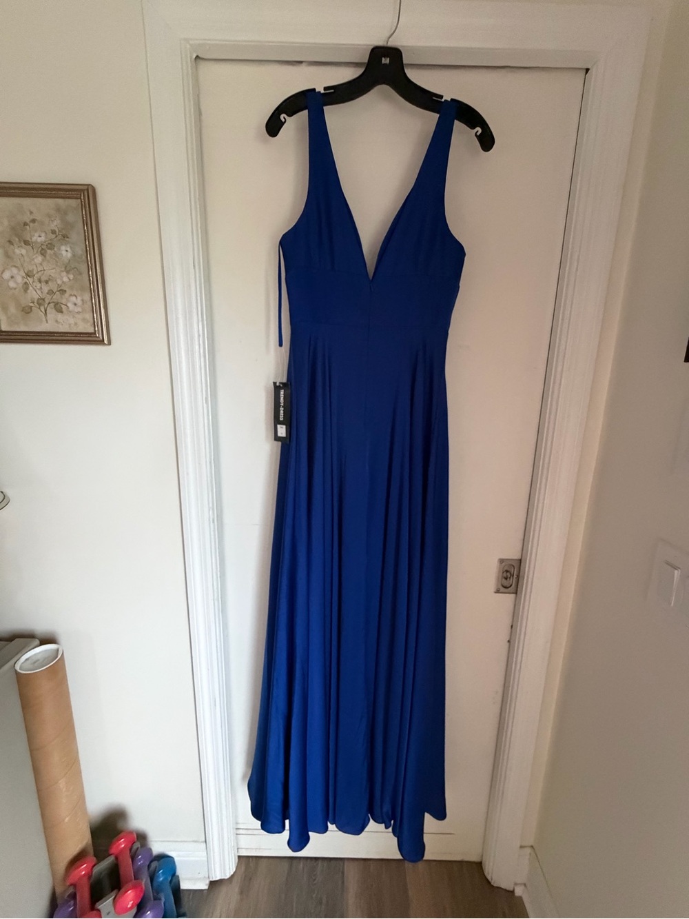 Elegant Deep V-Neck Royal Blue Maxi Dress